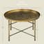 Table basse à plateau martelé rond en métal doré rétro de 24 po pour le salon, la chambre à coucher, la table d'appoint décorative avec plateau, doré et élégant
