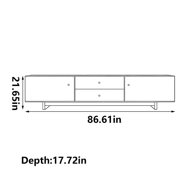 Meuble télé en bois de noyer noir pur, 86.61''