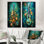 Guitare euphonique tropicale bleu sarcelle, ensemble de 2 reproductions d'art sur toile