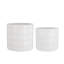 Lot de 2 pots de fleurs en céramique blanche à motifs géométriques L : 17,8 x 17 cm S : 15,2 x 14 cm