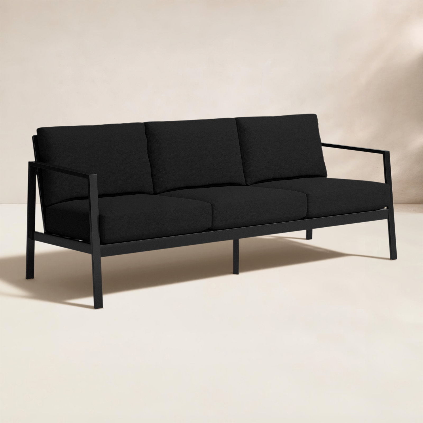 Armando 75" Sunbrella® Patio Sofa, Black Sunbrella®, Black