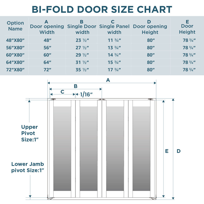 Solid Manufactured Wood Pre-drilled Louvred Bi-Fold Door With Installation Hardware Kit, 60" x 80"