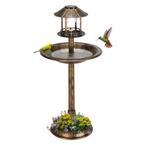 For Living Glass Flower Bird Bath, 26-in