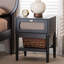Table de chevet 1 tiroir Euradell Baxton Studio Shirin Mid-Century beige et bois noir