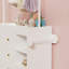 Commode avec tiroirs, tablettes ouvertes de rangement