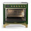 Cuisinière à induction 36 pouces avec 6 éléments à induction en vert émeraude Majestic III Series (garniture laiton)-124828719-124828718