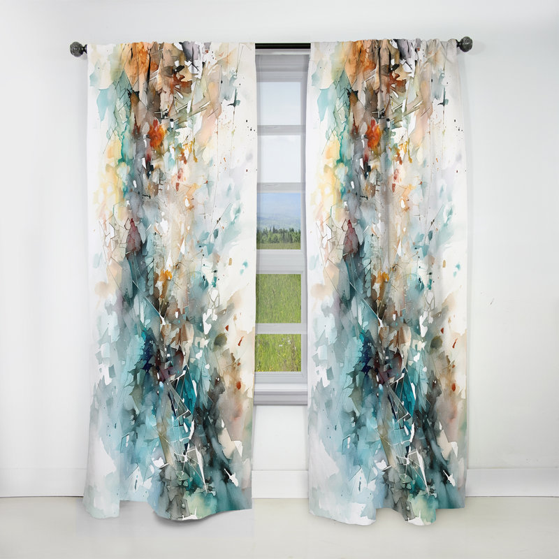 Abstract Curtain Panel, Vibrant Paint Pattern Blackout Decor - Vibrant Paint Eruption V, 52" W x 95" L