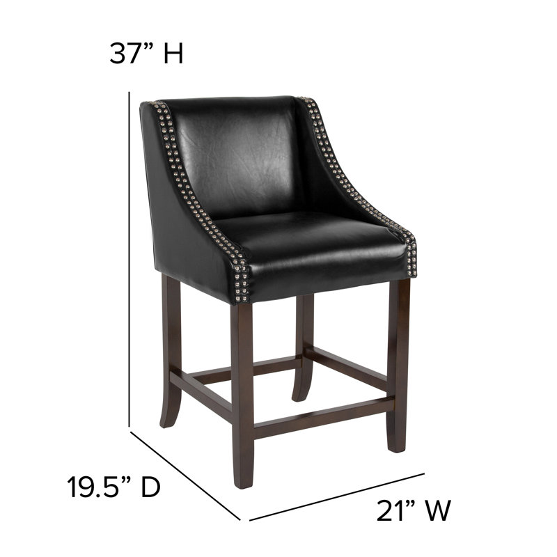 Desaria Transitional Barstool with Accent Nail Trim, Black, 24" Counter Stool