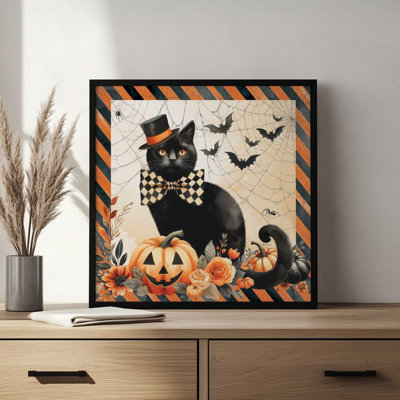«Vintage Halloween Cat» par Nicole DeCamp, reproduction d'art
