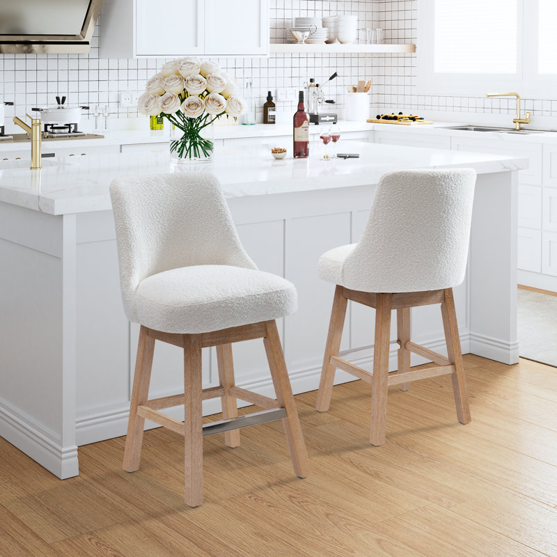 Tabouret de comptoir pivotant 26 po Breann, Crème