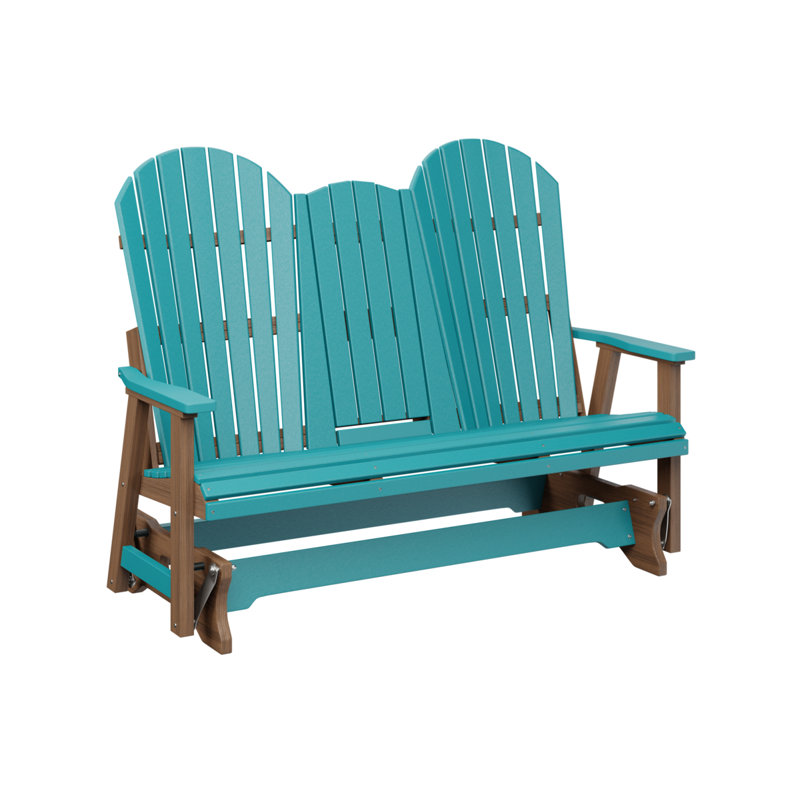 Comfo Back Outdoor Glider, Aruba Blue Top/Antique Mahogany Base