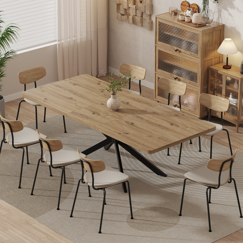 55.11-70.8 Inch Extendable( With Rotating Extension Leaves) Rectangle Dining Table For 6-8 People