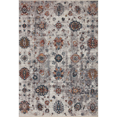 Tapis gris tissé à la machine Leonara