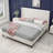 King Size Bed Frame With 55.5"High Back Upholstered Headboard,Boucle Fabric,12 Slat Support,Thickened Side Panels,Solid Wood Feet,No Box Spring Needed(White)-80800297-80800299