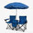 Outdoor Folding Chair Set for 2 with Umbrella for Lawn and Beach
