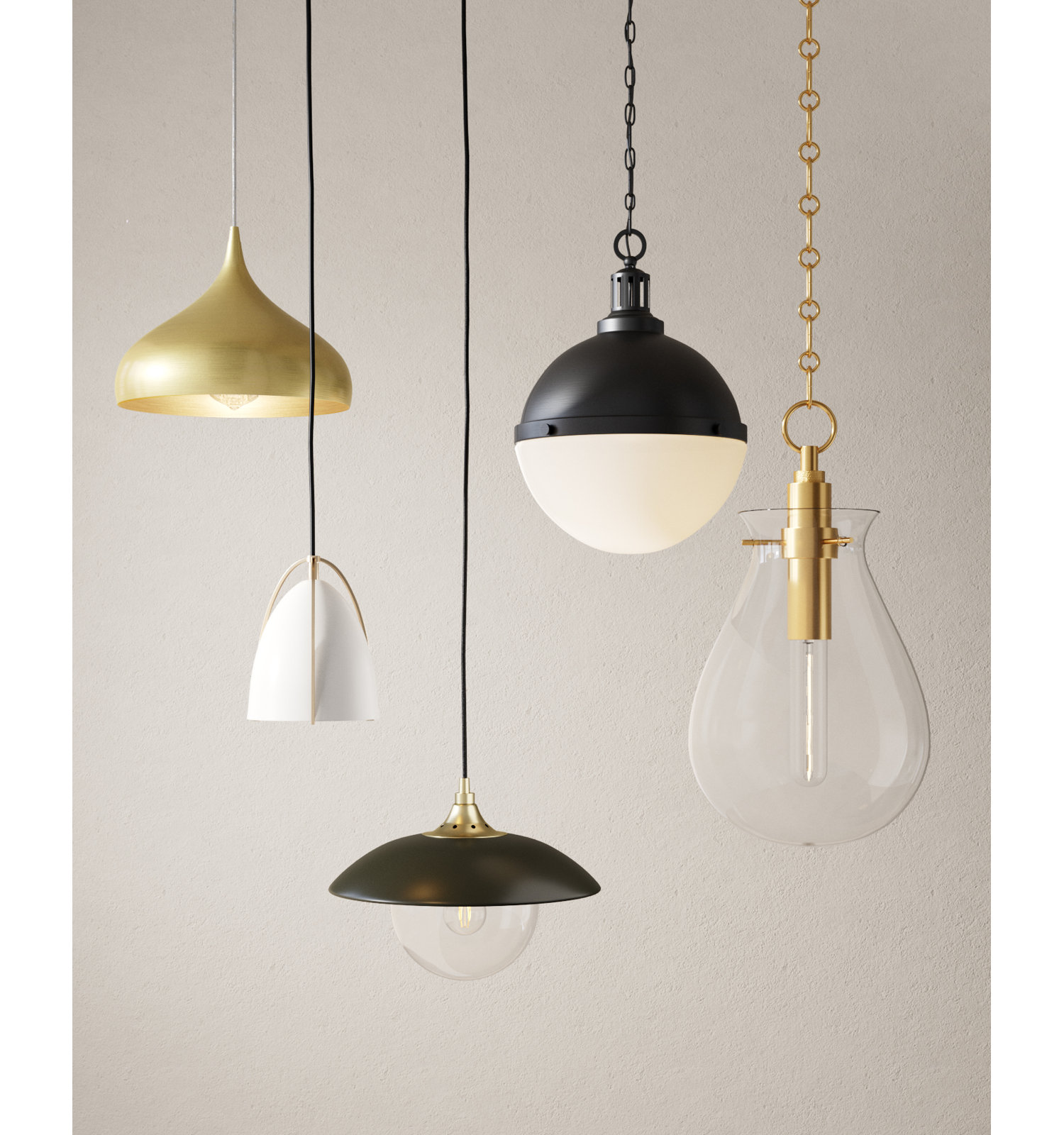 Ivy Becki Owens Dimmable Single Light Pendant, Aged Brass, 22.75" H x 12.5" W x 12.5" D