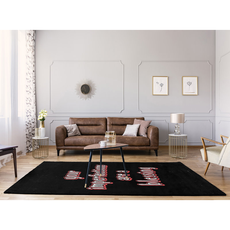 Tapis en poly-chenille style tableau noir, Rectangle 5 pi x 7 pi