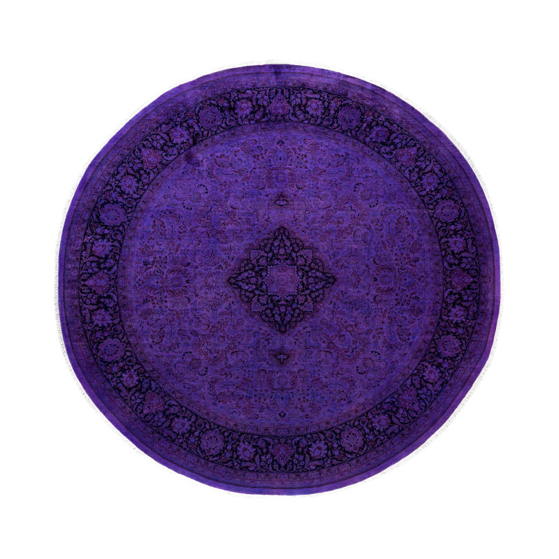 Huckaby One-of-a-Kind 8' 7" X 8' 9" Round Wool Area Rug Purple