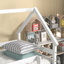 Lit mezzanine simple au-dessus d'un lit simple avec toit