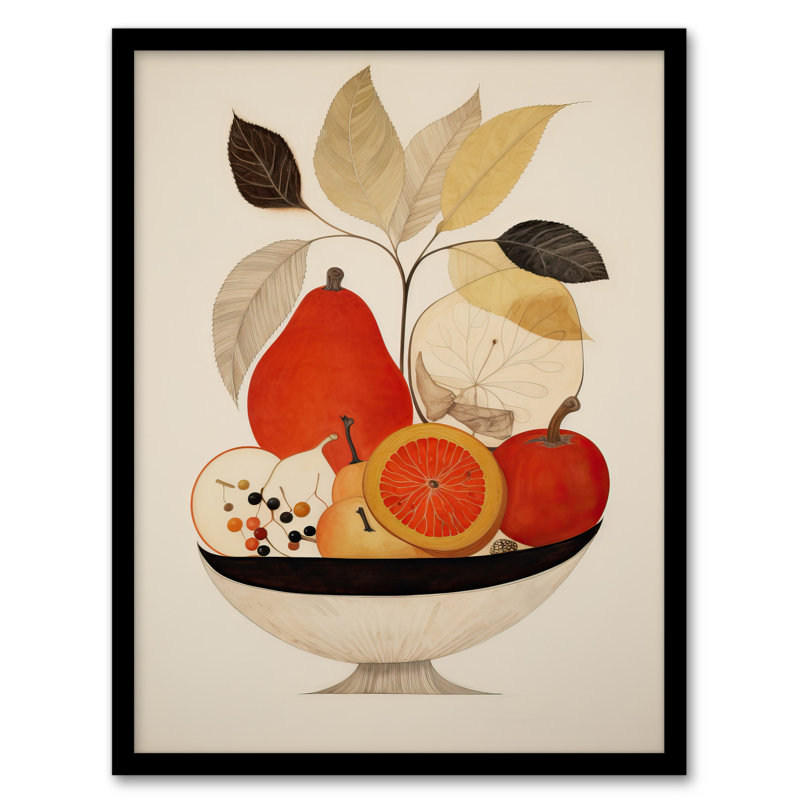 Harvest Bowl Autumn Fruits Red - Single Picture Frame Print