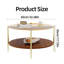 Table basse ronde moderne à double couche avec plateau en verre trempé et tablette en bois Modern Gold - diamètre de 32,3 pouces