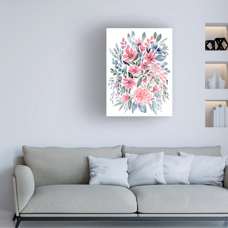 Bouquet floral floral aquarelle Clara, H 19 po x l 14 po x P 2 po