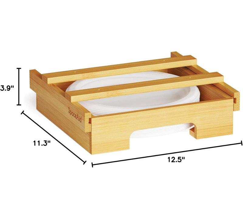Distributeur d'assiettes en bambou sous l'armoire - pour assiettes de 10 po, nécessite une armoire profonde de 11,3 po - support vertical