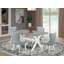 L'ensemble de table et de chaises de cuisine 5 pièces comprend une table de salle à manger rectangulaire avec pieds en X et 4 chaises Parson en tissu bleu bébé, lin brossé blanc-656015209