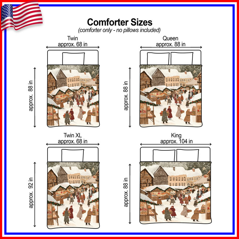 Winter Market Scene Comforter, Twin Extra Long