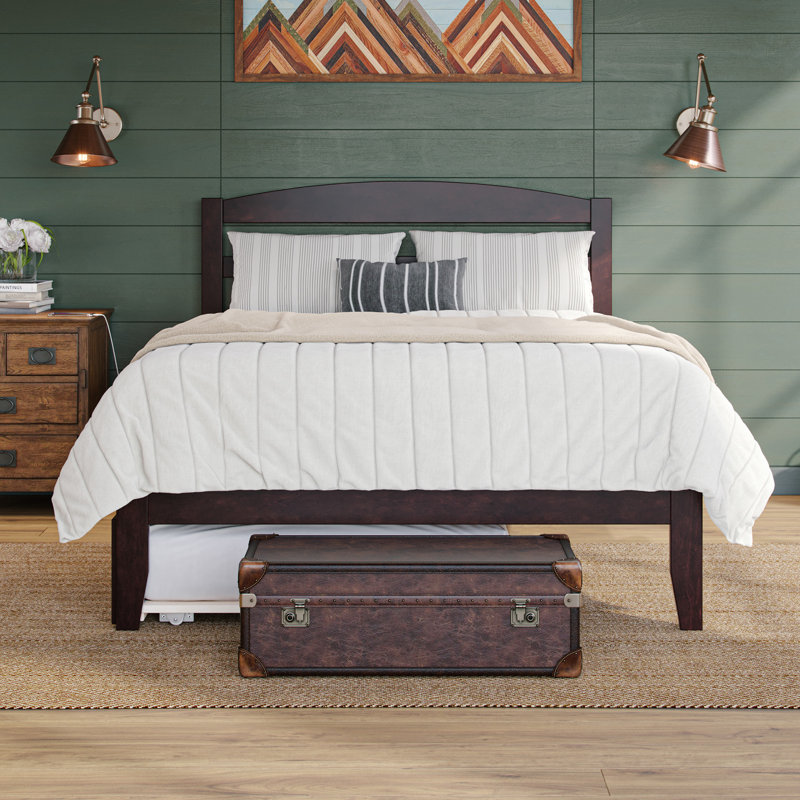 Elliana Solid Wood Platform Bed with Trundle, Espresso, Full