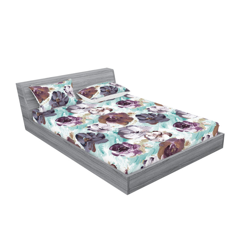 Drap-housse et taies décoratives 3 pièces Ambesonne, Ensemble de draps pour lit double avec 2 taies d'o