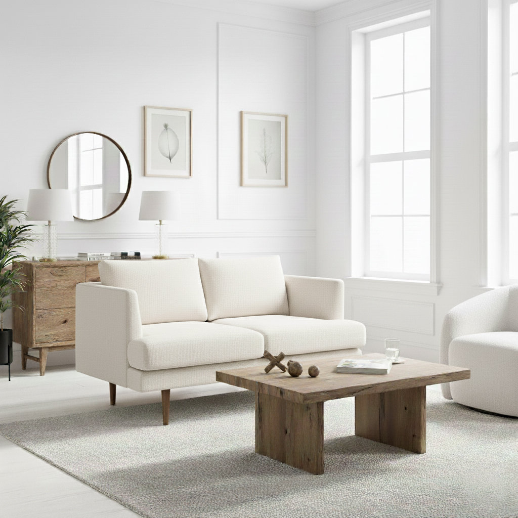 Miller 55" Linen Loveseat, Cream