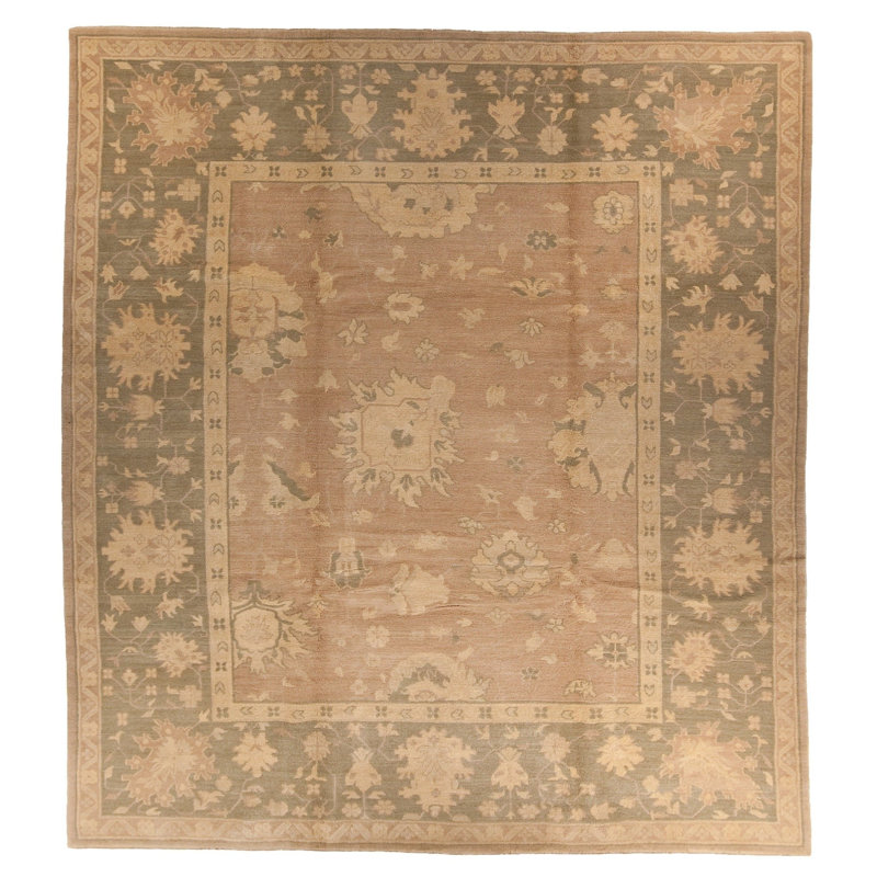 Afshan Wool Oriental Area Rug in Greens/Taupes, Rectangle 8' x 10'