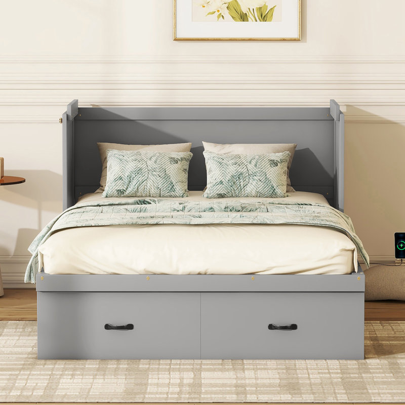 Lit escamotable Emmaree, Double, Gris