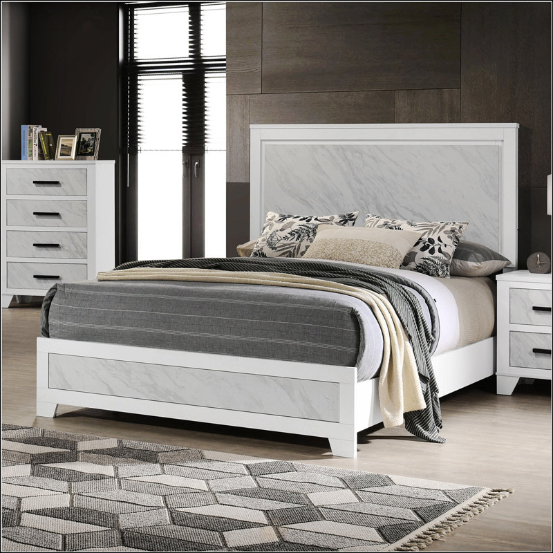 Grand lit contemporain blanc