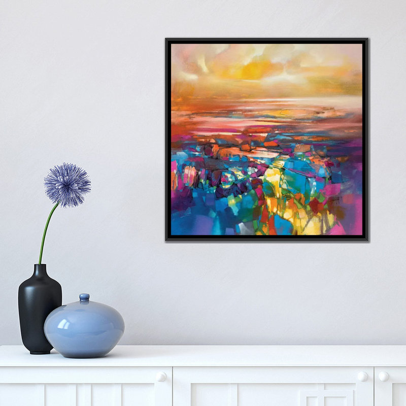 « chromodynamics i », reproduction sur toile, H 18 po x l 18 po x P 1,5 po, Toile avec cadre noir, Pas de tapis
