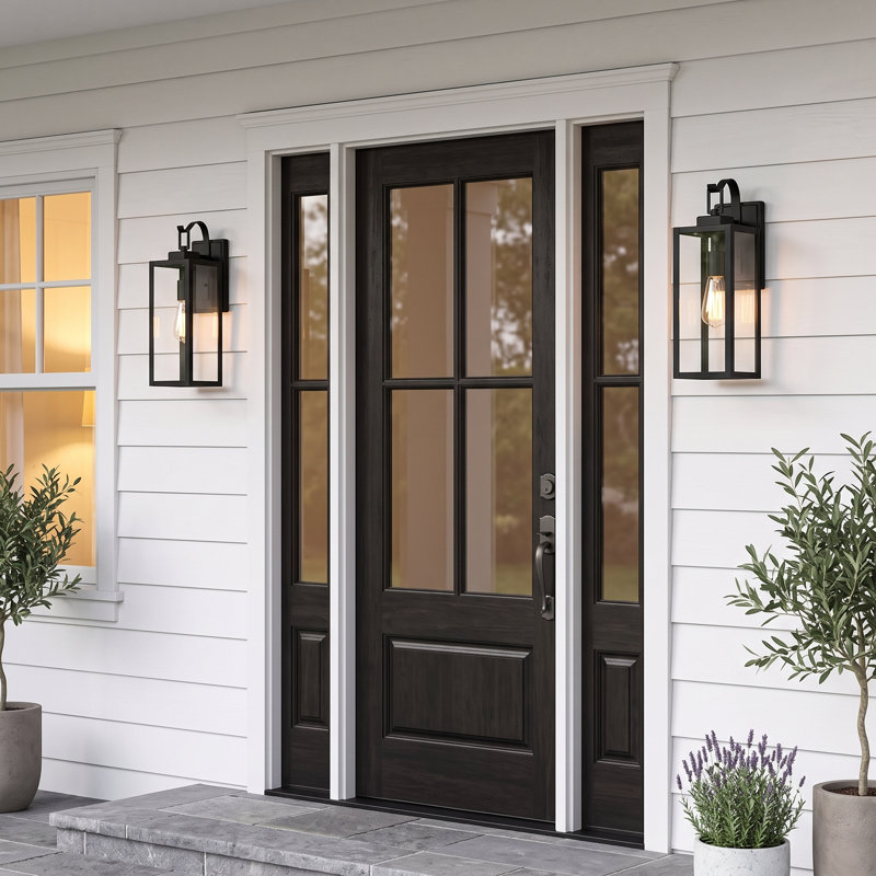 Applique murale d'extérieur avec finition noir mat, H 18 po x l 6 po x P 8 po
