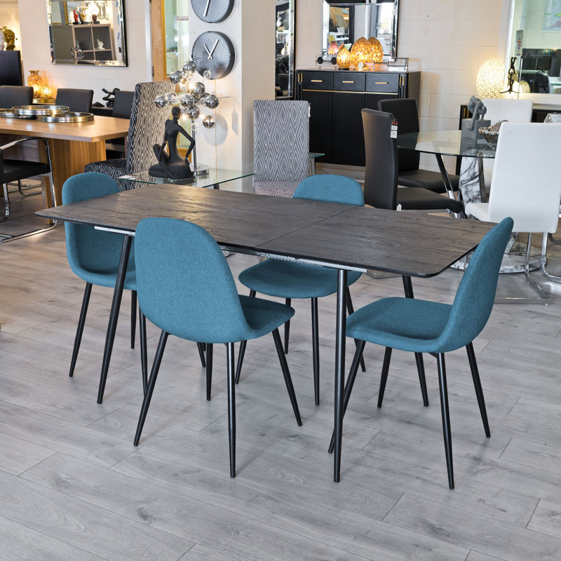 Abbottstown 4 - Person Dining Set, Black, Navy