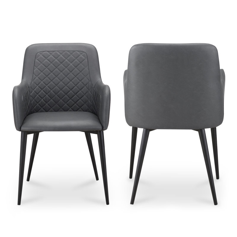 Enderlin Tufted Faux Leather Upholstered Metal Armchair, Slate