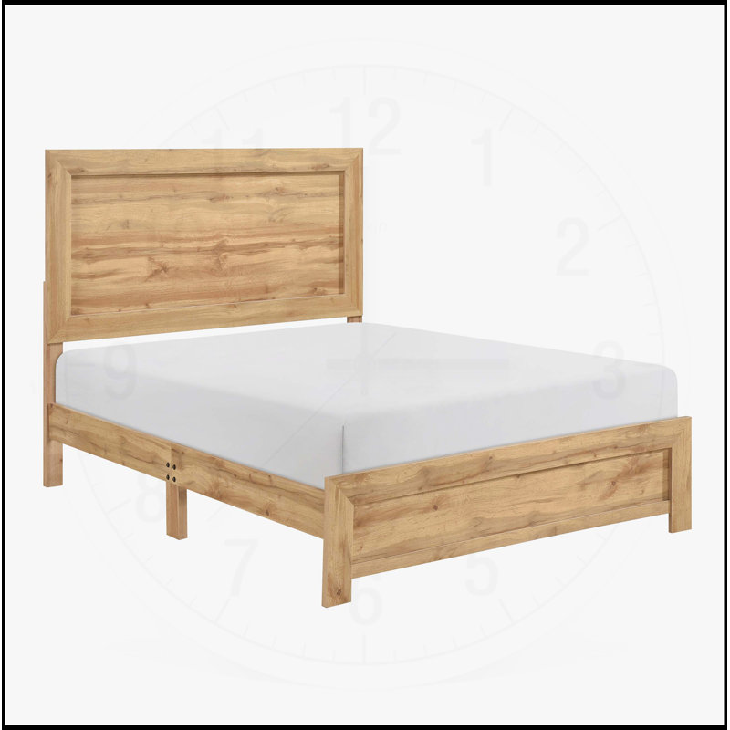 Grand lit au fini naturel avec charme rustique, design contemporain et assemblage facile pour les chambres à coucher modernes