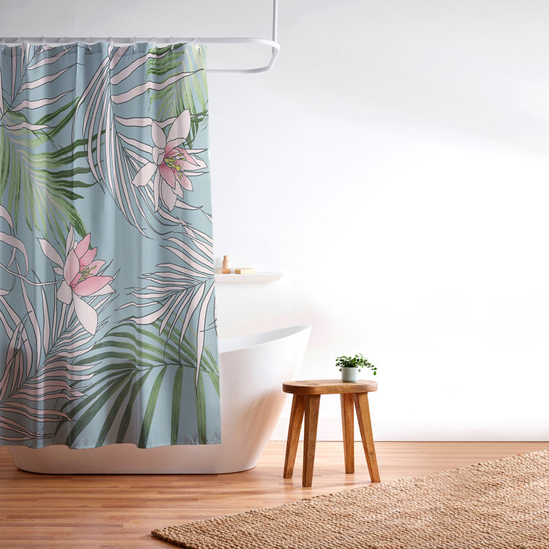Rideau de douche DENY Designs pb palm beach floral, Motif floral bleu 2
