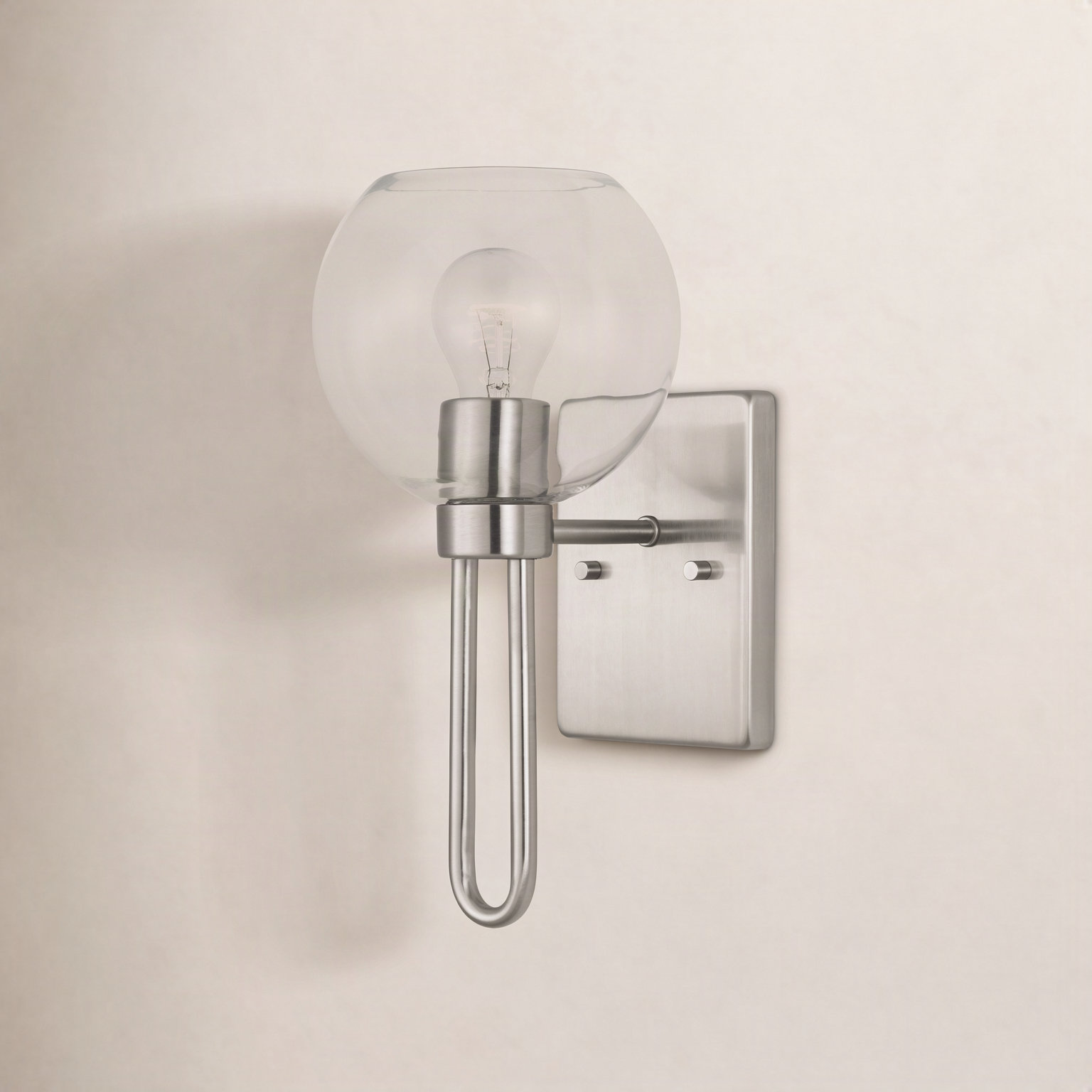 Single Transparent Dimmable Bath Sconce, Brushed Nickel