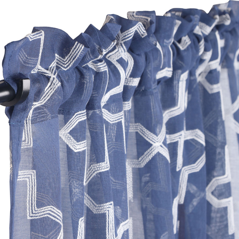 Steinbeck Semi Sheer Curtain Pair, 52" W x 84" L, Navy Blue