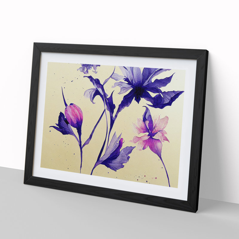 Hewarming Flowers - Single Picture Frame Painting, Black, 46cm H x 64cm W x 2cm D