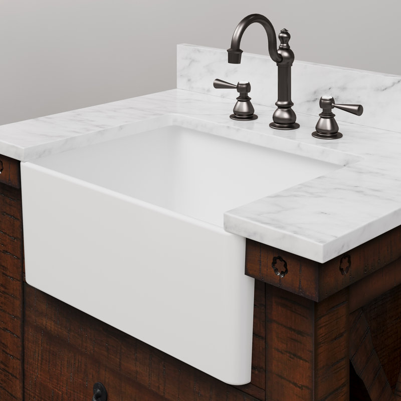 Paisley 30 In. Single Sink Carrara White Marble Countertop Vanity In Rustic Sienna With Mirror, Mirror Included