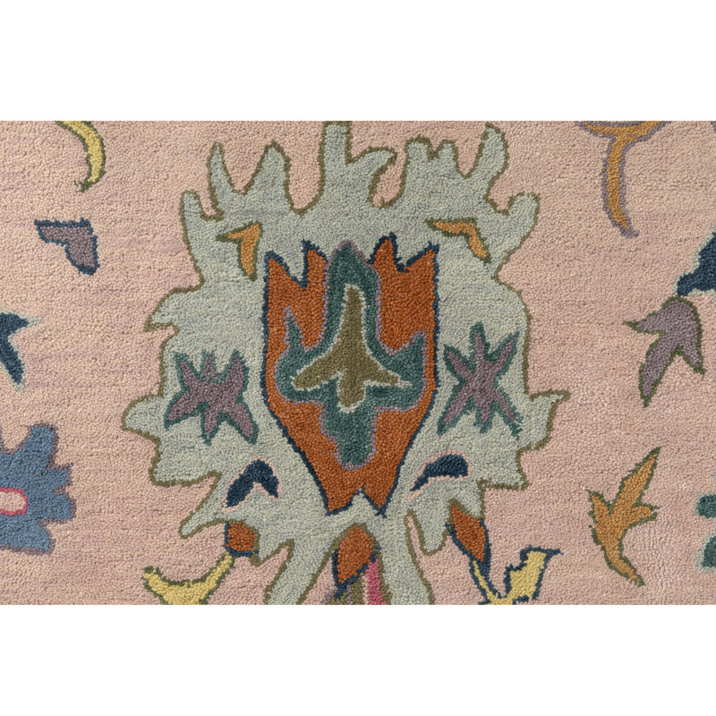 Aitana Vintage Floral Hand-Tufted New Zealand Wool Blend Indoor Area Rug, Rectangle 5'9" x 8'9", Pink/Ivory