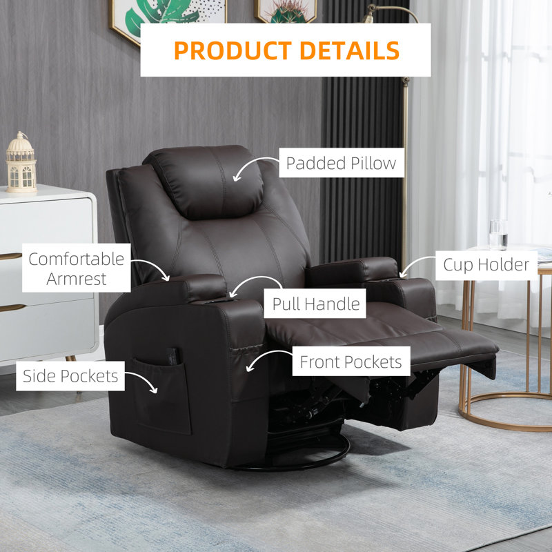 Fauteuil de massage en faux cuir, Similicuir brun