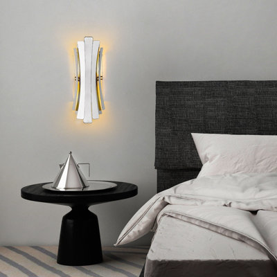 Elegant Silver Metal Wall Lamp, 17.0 x 16.0 x 18.9 inches | Dual E14 Socket, Max 40W (Bulb Not Included) | IP20 Rated, Ideal for Living Room & Bedroom, Modern Design with Sturdy Base Plate 7.1 x 5.5 x 0.4 inches
