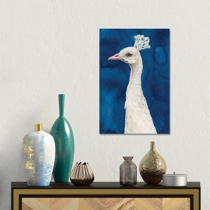 Snowy Peacock II by Grace Popp - Gallery-Wrapped Canvas Giclée on Canvas, 30.48 cm H x 45.72 cm W, Wrapped Canvas