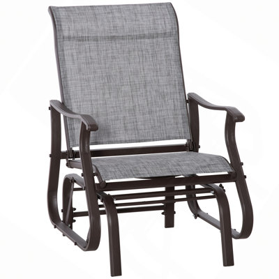Outdoor Glider Chair, Gliders For Outside Patio With Steel Frame And Mesh Fabric For Backyard, Garden, And Porch